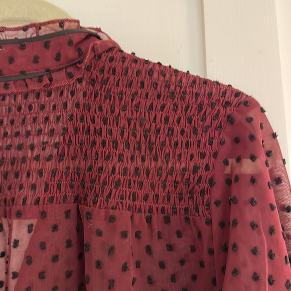 Zero Degrees Celsius Burgundy Sheer Blouse Women's Size M - Picture 5 of 5